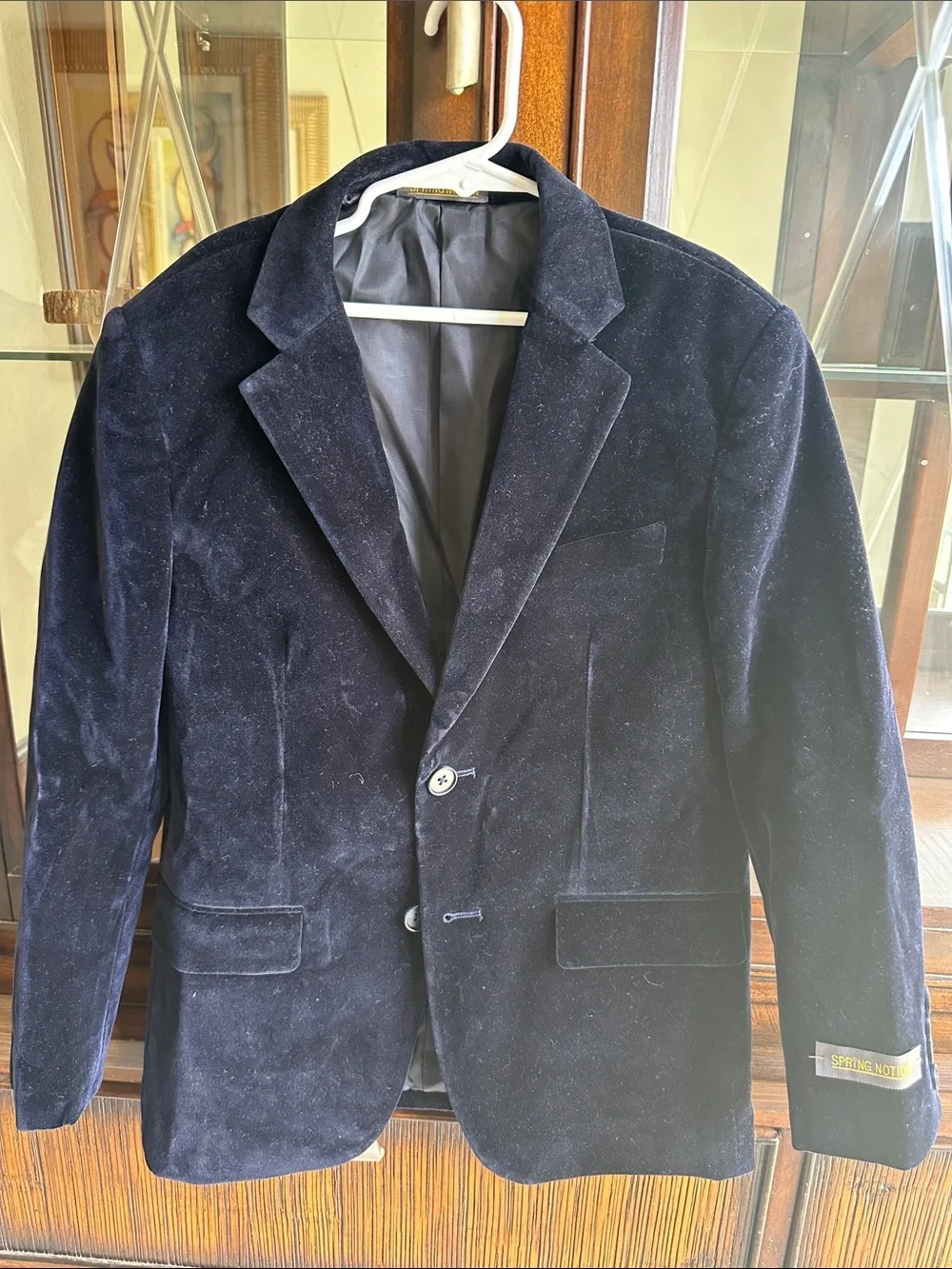 Boy's Velvet Blazer - Navy Blue size 10